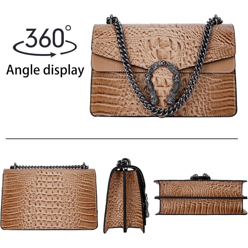⚡ Women's Brown Snake Vegan Leather Print Casual Satchel Crossbody Handbag
